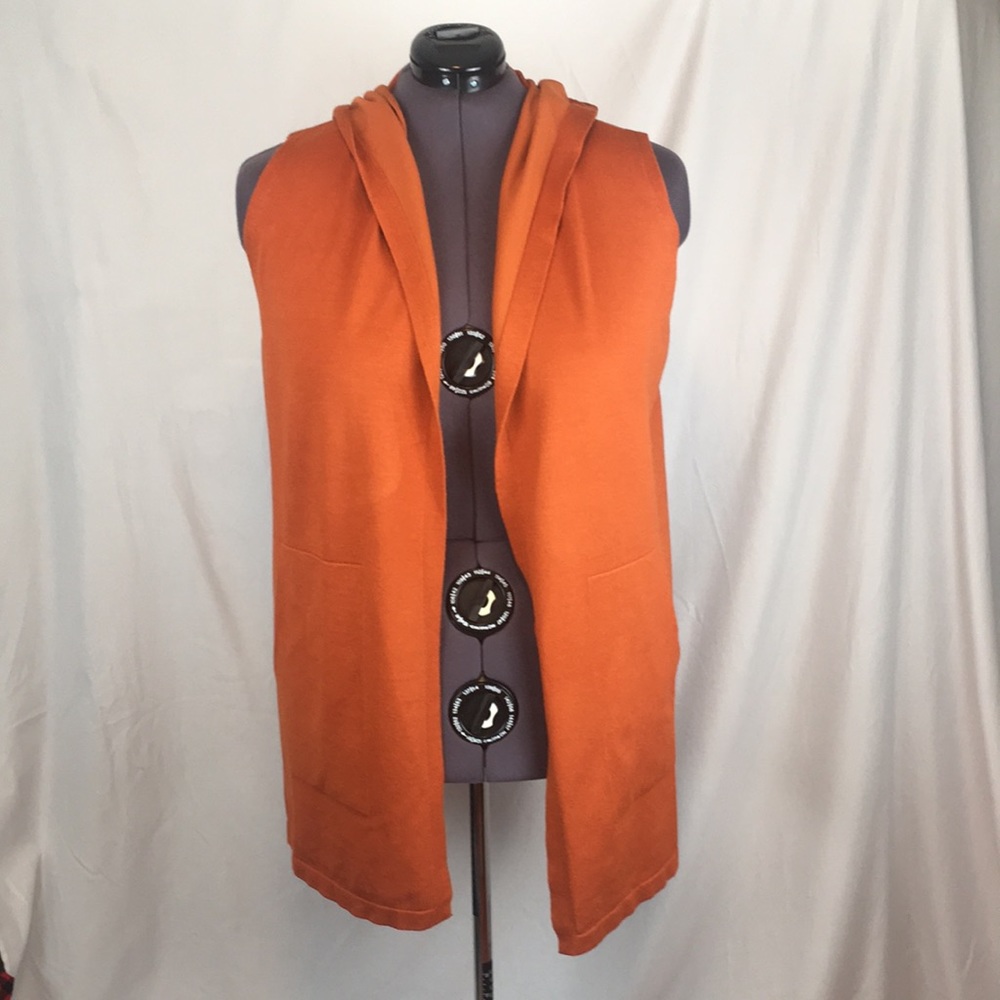 Women's Cyrus Sleeveless Hooded Cardigan Sweater Size 1X in Harvest Orange Color